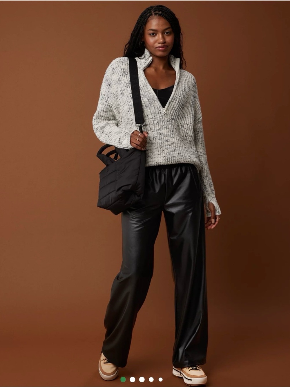 NWOT Offline by Aerie Real Luxe Wide-Leg Black Faux Leather Pants Size M